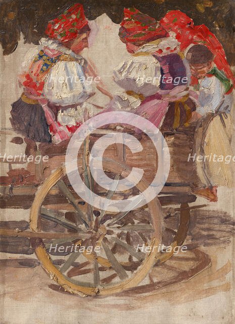 Carrying away the quilts, 1903. Creator: Joza Uprka.