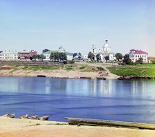 Downtown Tver'. Visible is the Church of the Resurrection (of the Three Confessors), 1910. Creator: Sergey Mikhaylovich Prokudin-Gorsky.
