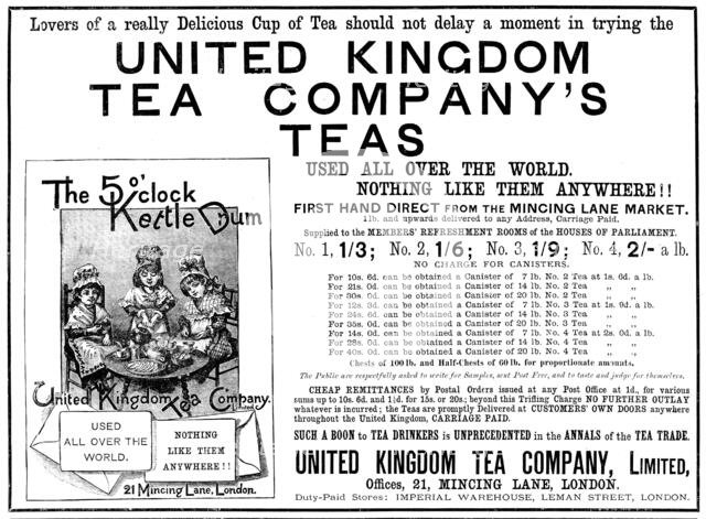 Advertisement for United Kingdom Tea Company’s Teas, 1890. Creator: Unknown.
