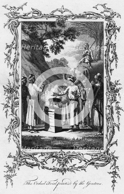 'The ordeal trial practis'd by the Gentoos', c1770. Artist: Unknown