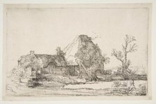 Cottages and Farm Buildings with a Man Sketching, ca. 1645. Creator: Rembrandt Harmensz van Rijn.