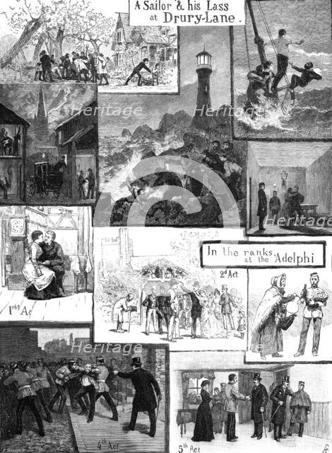 Sketches at Drury Lane and the Adelphi, 1883. Creator: Unknown.