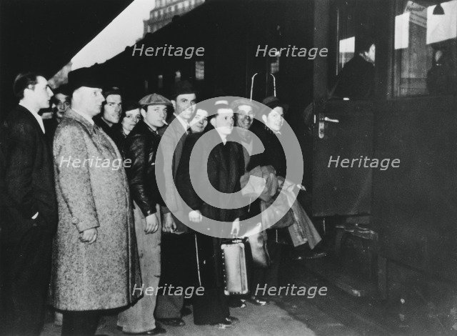 French conscript labour departing for Germany for service in the STO, Paris, 1943-1944. Artist: Unknown