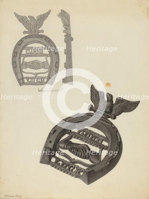 Flat Iron Holder, c. 1938. Creator: Mildred Ford.