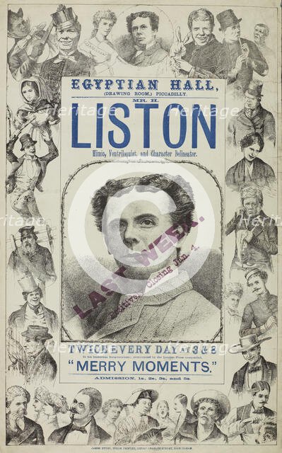 Mr. H. Liston, Mimic, Ventriloquist and Character Delineator, c1878. Creator: Unknown.