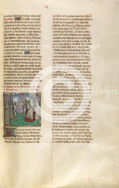 A Petitioner before King Jeroboam; Miroir Historial, about 1475. Creator: Unknown.
