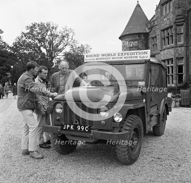 Austin Champ at Beaulieu 1968 Lord Montagu with James Mathieson and Barry Hale. Creator: Unknown.