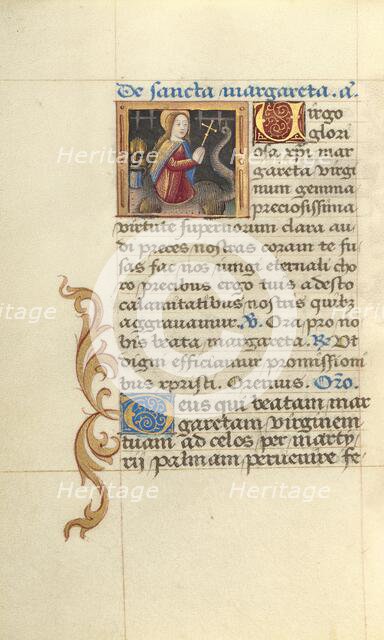 Saint Margaret and the Dragon; Poncher Hours, about 1500. Creator: Master of Jacques de Besancon.