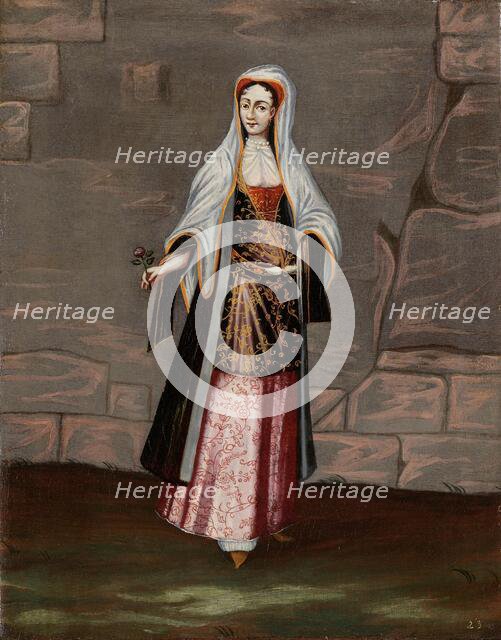 Woman from the Island of Mykonos, 1700-1737. Creator: Workshop of Jean Baptiste Vanmour.