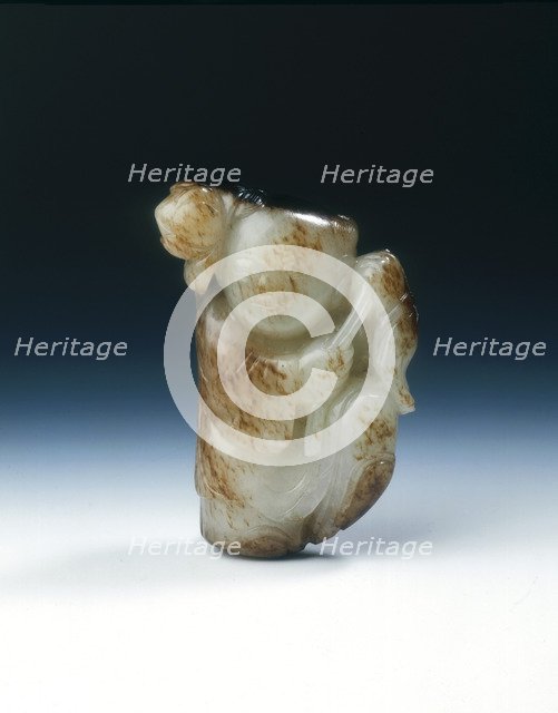 Jade boy with lotus leaf and flower, Song or Yuan dynasty, China, 11th-13th century. Artist: Unknown