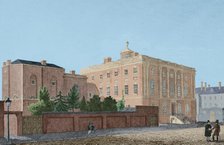 President's House viewed from the southeast, with 1806-1807 Medical Departament...1837 (1850). Creator: Traversier.