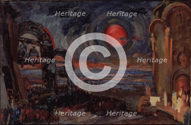 Prologue. Stage design for the opera Prince Igor by A. Borodin, 1934. Creator: Fyodor Fyodorovsky.