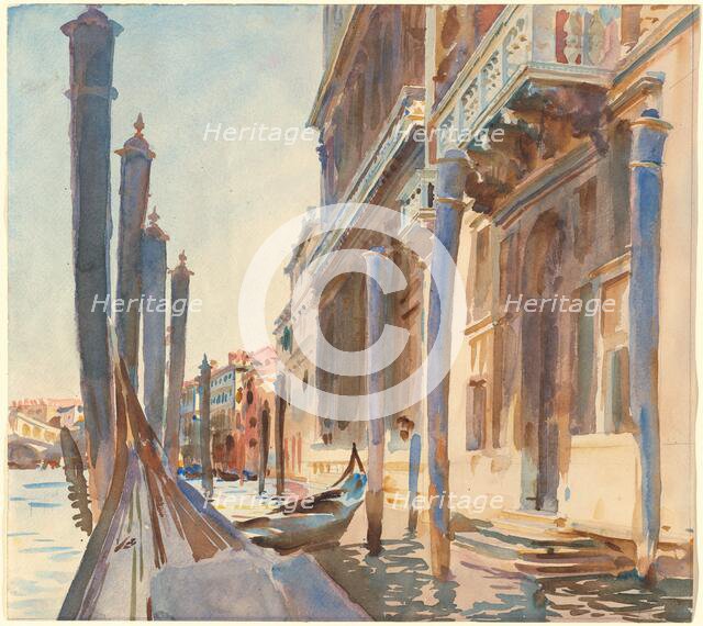 Gondola Moorings on the Grand Canal, 1904/1907. Creator: John Singer Sargent.