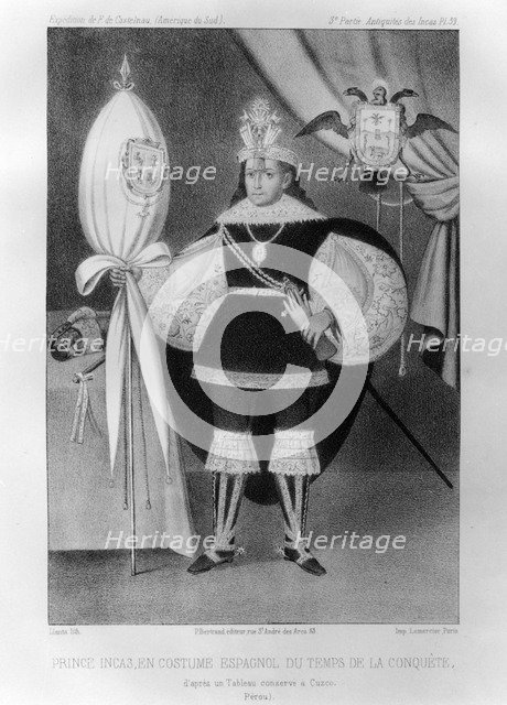 Inca prince, in Spanish costume during the time of the conquest, 16th century (1852). Artist: Jacques Francois Gauderique Llanta 