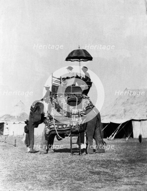 Lady Canning 'going out to sketch', c1861. Creator: Jean Baptiste Oscar Mallitte.