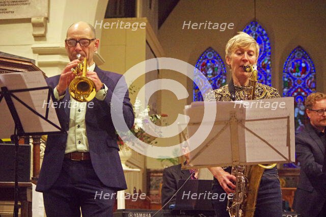Josephine Davies Mark Bassey Sextet, St Andrews Church, Hove, East Sussex, 14 Oct 2022. Creator: Brian O'Connor.