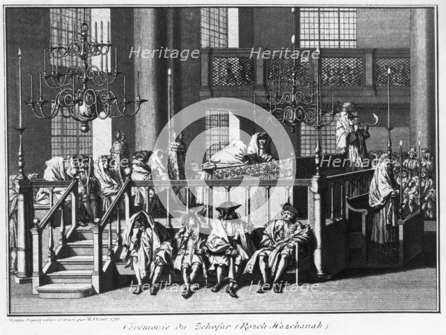Ceremony of the Shofar, Rosh ha-Shanah, 1725. Artist: Bernard Picart