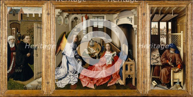 The Annunciation (Mérode Altarpiece), ca 1428-1432. Artist: Campin, Robert (ca. 1375-1444)