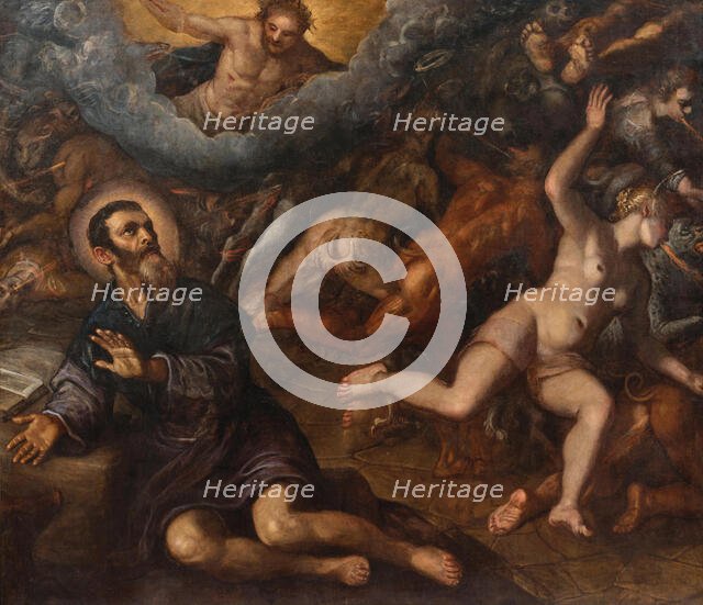 Saint Anthony banishing the devils of temptation, 1600s. Creator: Tintoretto; Domenico (1560-1635).