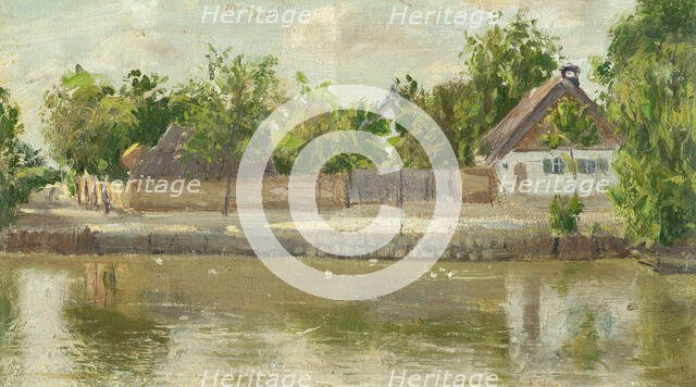 Village by a river, c1900. Creator: Karol Miloslav Lehotský.