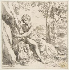 Saint John the Baptist in the desert, copy in reverse after Cantarini, ca. 1637-1639 or after. Creator: Unknown.