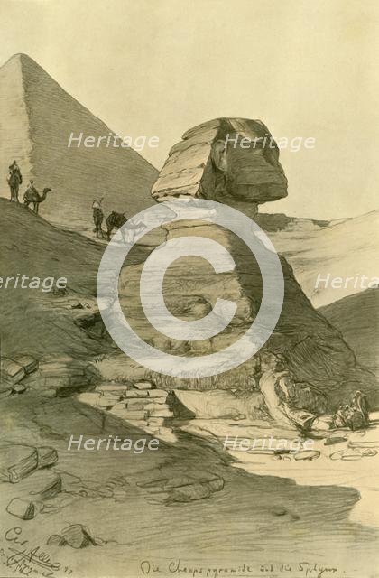 The Pyramid of Khufu and the Sphinx, 1898.  Creator: Christian Wilhelm Allers.