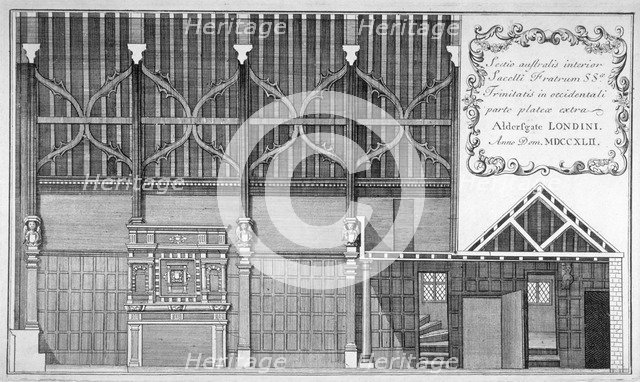Interior elevation of Trinity Hall, City of London, 1700.                    Artist: Anon