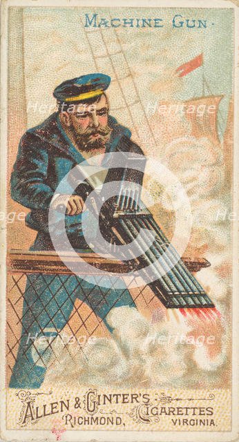 Machine Gun, from the Arms of All Nations series (N3) for Allen & Ginter Cigarettes Brands, 1887. Creator: Allen & Ginter.