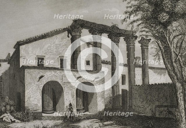 Ruins of the Temple of Diana in Mérida, Extremadura, Spain, 1852.  Creator: Unknown.