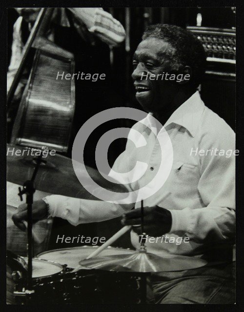 Drummer Art Blakey playing at the Forum Theatre, Hatfield, Hertfordshire, 1978. Artist: Denis Williams