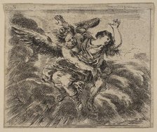 Boreas and Oreithyia, from 'Game of Mythology' (Jeu de la Mythologie), 1644. Creator: Stefano della Bella.