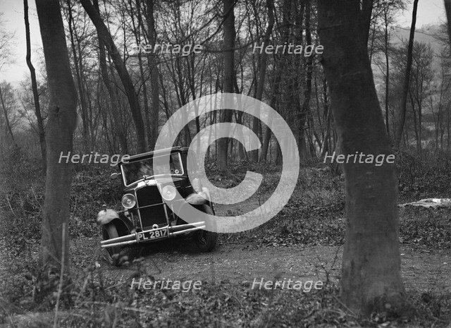 Vauxhall Cadet at the Standard Car Owners Club Southern Counties Trial, Hale Wood, Chilterns, 1938. Artist: Bill Brunell.