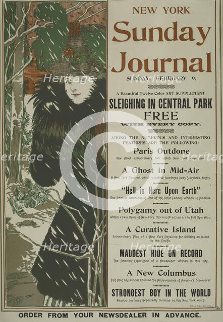 New York Sunday journal. Sunday, February 9. 1896, c1893 - 1897. Creator: Unknown.