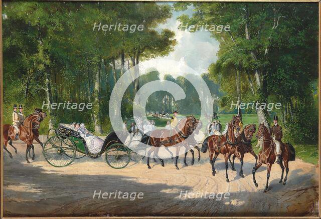 Empress Elisabeth in a carriage in Vienna's Prater, ca 1860. Creator: Anonymous.