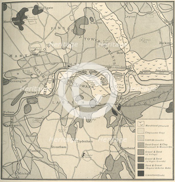 'Geological Map of the Site of London', 1908. Artist: Unknown.