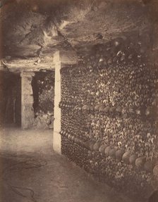 Catacombs, Paris, April 1862. Creator: Nadar.