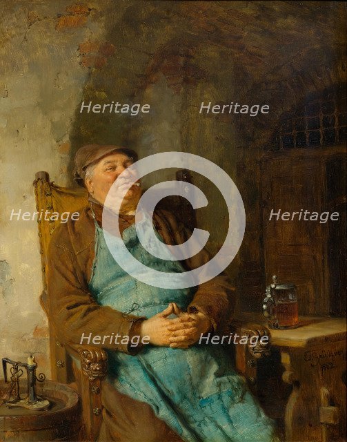 Brew master smoking a cigar, 1882.