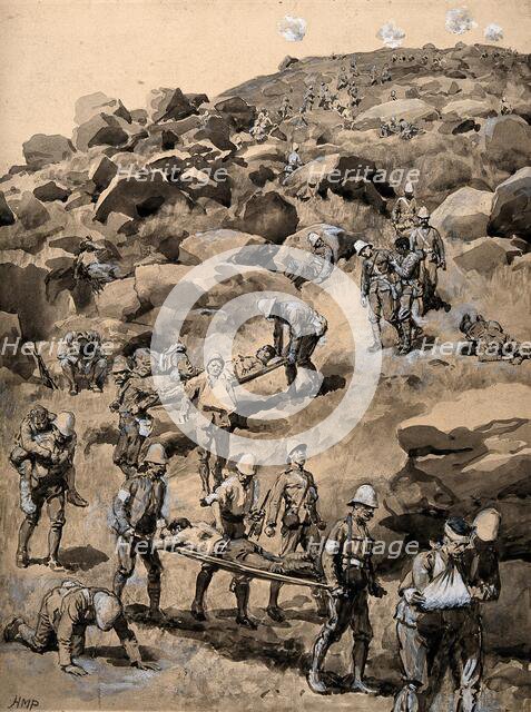 Boer War: removing the wounded after the Battle of Spion Kop, 1900. Creator: Henry Marriott Paget.