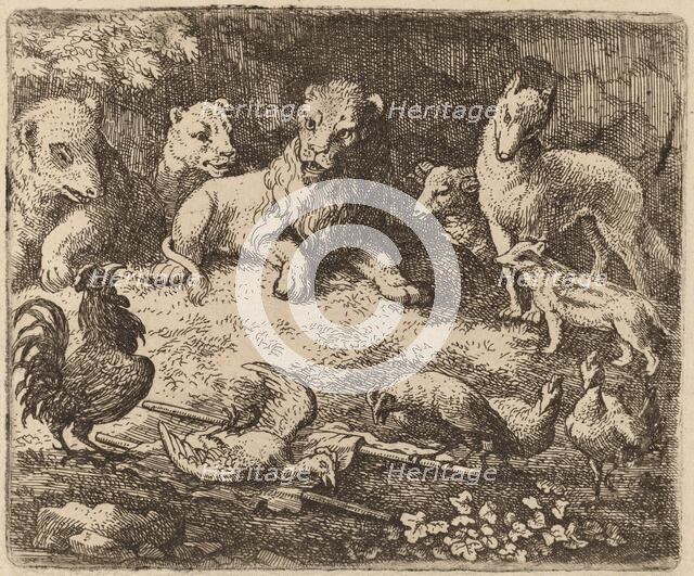 The Rooster Charges Reynard, probably c. 1645/1656. Creator: Allart van Everdingen.