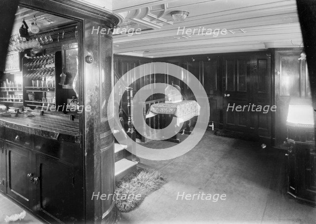 End of corridor and bar on steam yacht 'Venetia', 1920. Creator: Kirk & Sons of Cowes.