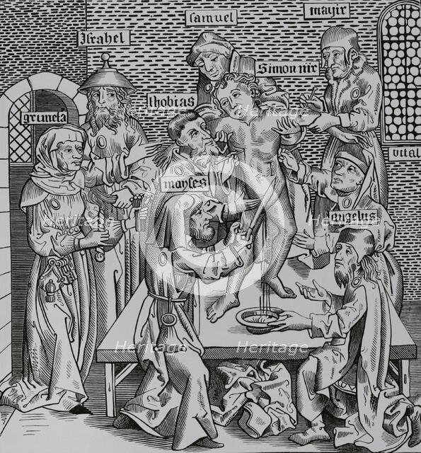 The Martyrdom of Simon of Trent, (1472-1475), Italian infant protagonist of a blood..., 1493 (1878). Creator: Unknown.