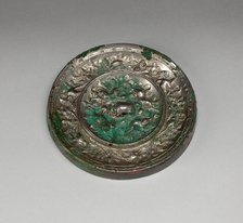 Mirror with "Lion and Grapevine" Design, Tang dynasty (A.D. 618-907), 8th century. Creator: Unknown.