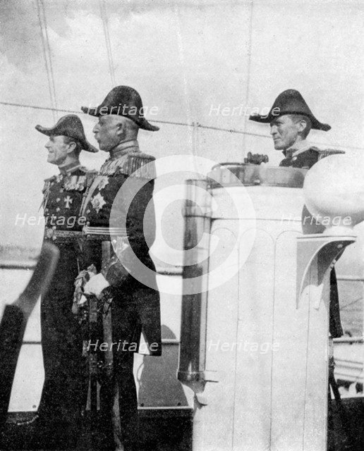 The Duke of Connaught with Commodores Keppel and Crampton, 1907 (1908).Artist: Queen Alexandra