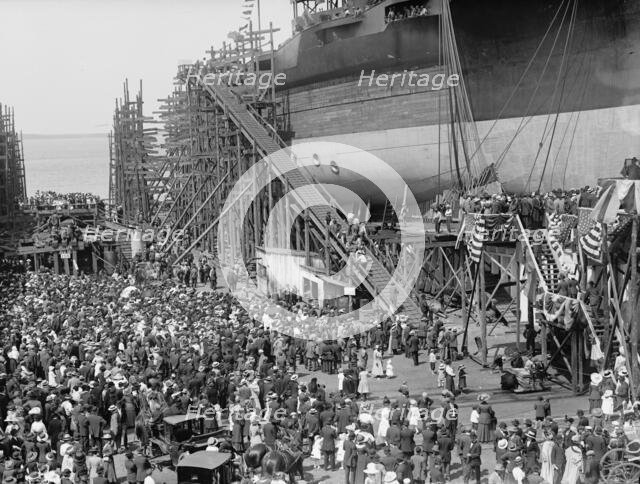 Launching of U.S.S. Texas, 1912. Creator: Harris & Ewing.