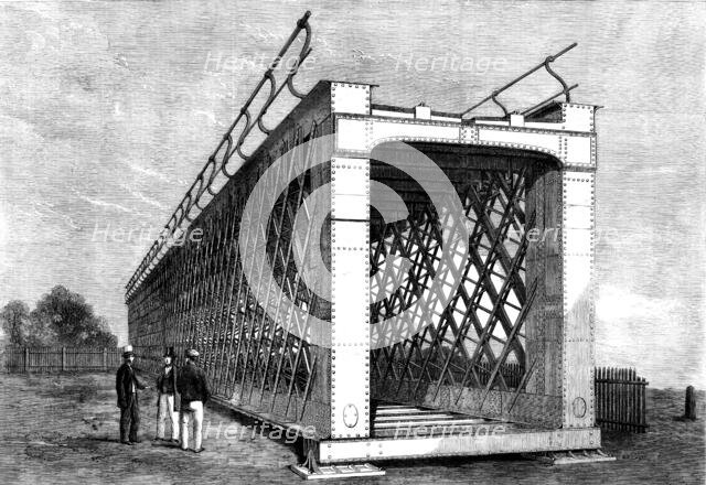 Span of a large iron lattice-bridge to cross the River Jumna, near Delhi, 1862.  Creator: Unknown.