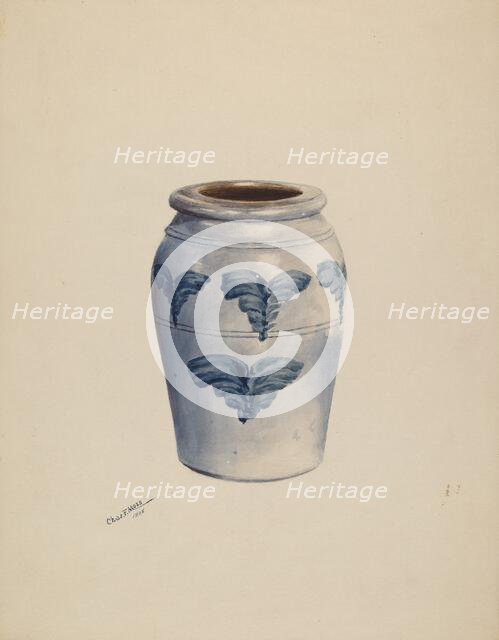 Gray Stoneware Crock, c. 1937. Creator: Charles Moss.