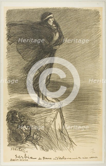 Serbia: Sister Anne, plate twenty from Actualités, published January 1916. Creator: Theophile Alexandre Steinlen.