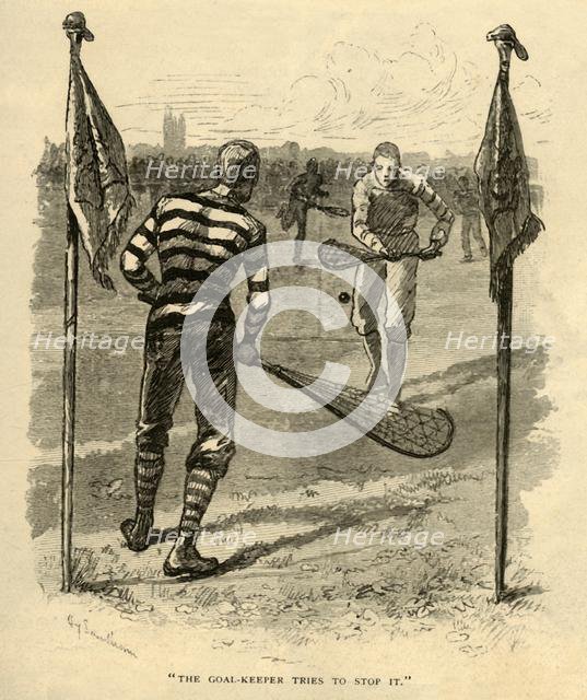 "The Goal-Keeper Tries To Stop It".', 1881. Creator: Unknown.