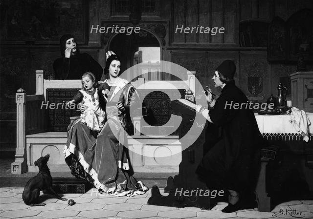 Hugo van der Goes Painting the Portrait of Mary of Burgundy. Creator: Wilhelm Koller.