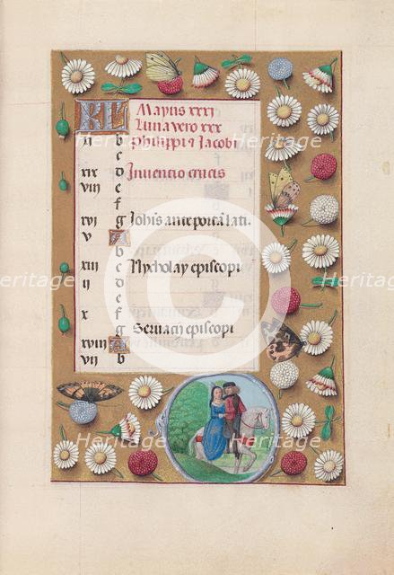 Hours of Queen Isabella the Catholic, Queen of Spain: Fol. 6r, May, c. 1500. Creator: Master of the First Prayerbook of Maximillian (Flemish, c. 1444-1519); Associates, and.